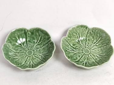 Pr. of Vintage Bordallo Pinheiro Porcelain Cabbage