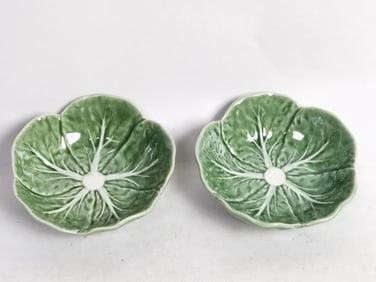 Pr. of Vintage Bordallo Pinheiro Porcelain Cabbage