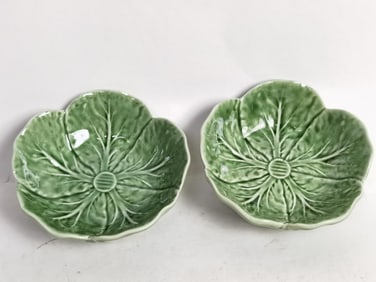 Pr. of Vintage Bordallo Pinheiro Porcelain Cabbage