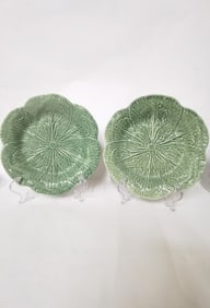 Pr. of Vintage Bordallo Pinheiro Porcelain Cabbage