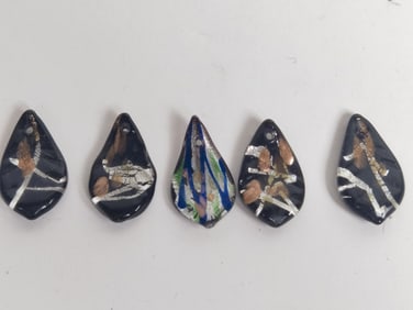 (5) Vintage Murano Italy Art Glass Pendants