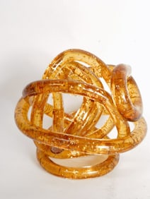 Vintage Murano Italy Amber Glass Knot Sculpture