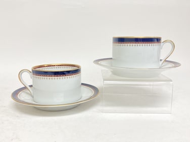 (2) Fitz & Floyd Porcelain Starburst Colbalt Ingla