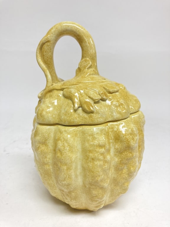 Este Italy Majolica Porcelain Yellow Pumpkin Jar (1 of 4)