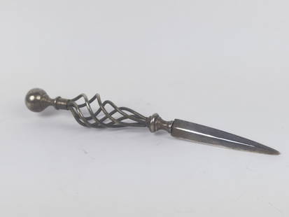 Vintage British Silver Plated Spiral Letter Opener: Vintage British Silver Plated Spiral Letter Opener, 11.5in