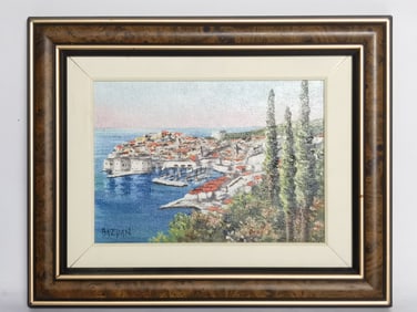 Vintage Landscape Oil Painting, Signed Bazdan