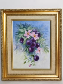 2012 Vintage Hand Painted Porcelain Plaque, Signed