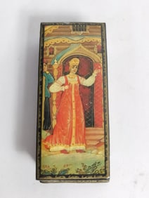 Vintage Russian Lacquer over Wood Jewelry Box