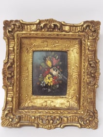 Vintage Tara Production Italian Floral Oil Paintin
