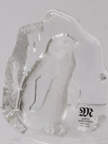 Mats Jonasson Sweden Crystal Penguin Paperweight