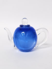 Vintage Blue Glass Teapot Perfume Bottle