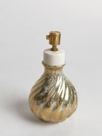 Vintage Gold Enameled Porcelain Swirl Perfume Bott