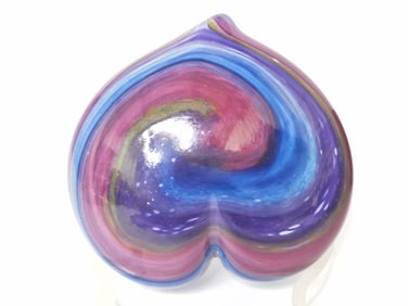 2006 Signed Swirl Art Glass Heart Paperweight