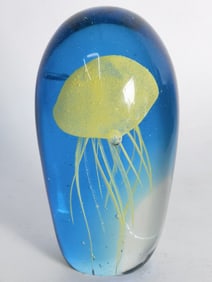Large Vintage Murano Italy Clear/Blue Glass Jellyf
