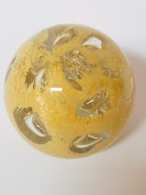 Unmarked Yellow Bubble Glass Paperweight