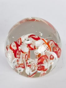 Vintage Murano Italy Style Red Millefiori Glass Pa