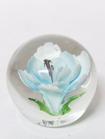 Vintage Murano Italy Style Blue Flower Glass Paper