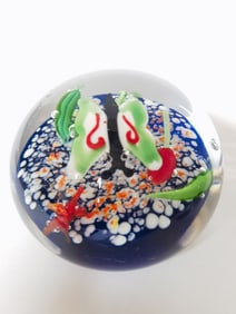 Large Vintage Murano Italy Aquarium Glass Paperwei