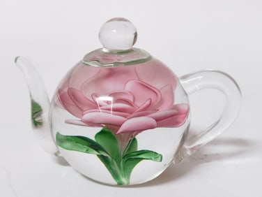 Vintage Dynasty Gallery Pink Flower Teapot Glass P