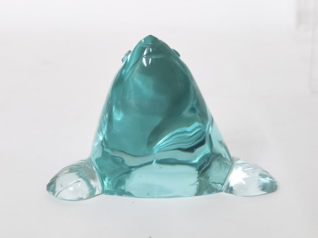 Vintage Green Art Glass Small Seal Paperweight (1 of 4)