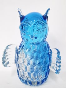 Blue Art Glass Owl