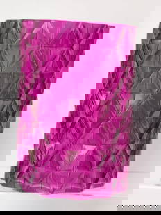 Magenta Diamond Glass Vase: Magenta Diamond Glass Vase, 5.75in by 4in