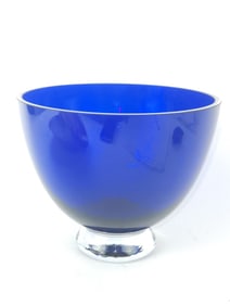 Vintage MCM Cobalt Blue Footed Glass Bowl