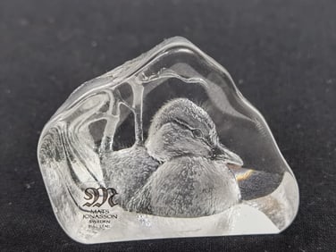 Mats Jonasson Duckling Crystal Paperweight