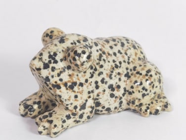 Vintage Dalmatian Stone Carved Frog