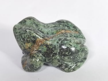 Vintage Green Granite Carved Frog