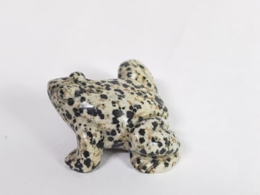 Vintage Dalmatian Jasper Carved Frog