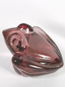 Vintage Murano Italy Amethyst Glass Frog