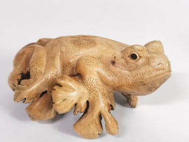 Vintage Wood Carved Frog