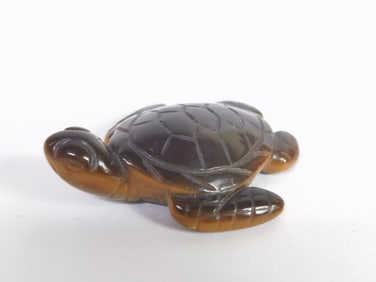 Vintage Tiger's Eye Stone Carved Turtle