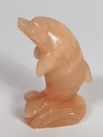 Vintage Pink Quartz Carved Dolphin