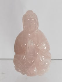 Vintage Pink Quartz Carved Guanyin