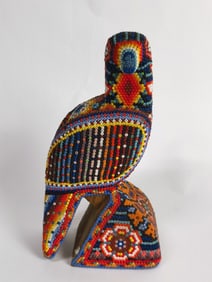 Vintage Mexican Huichol Beaded Eagle Figurine