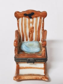 Vintage Porcelain Rocking Chair Trinket Box