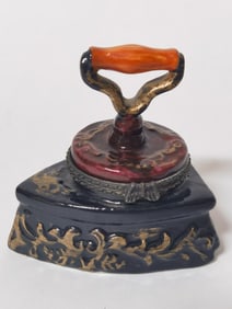 Vintage Porcelain Iron Trinket Box