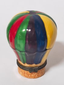 Vintage Porcelain Hot Air Balloon Trinket Box