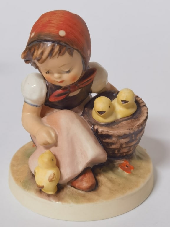 Goebel Hummel "Chick Girl" Porcelain Figurine: Goebel Hummel "Chick Girl" Porcelain Figurine, 3.75in