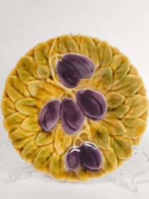 Vintage Sarreguemines French Majolica Plum Plate