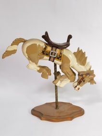 1989 Signed KB Vintage Hand Carved Wood Horse