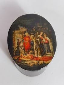 Vintage Russian Black Lacquer Jewelry Box