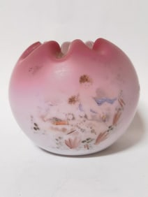 Vintage Fenton Pink Glass Cherub Jar
