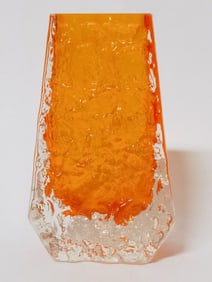 Vintage Whitefriars Tangerine Coffin Vase