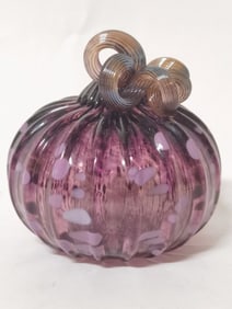2015 Signed Amethyst Art Glass Pumpkin