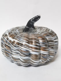 Vintage Murano Italy Colored Swirl Glass Pumpkin
