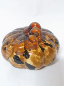 Vintage Murano Italy Amber Art Glass Pumpkin