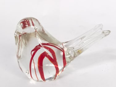 Vintage Murano Italy Red/Clear Glass Bird